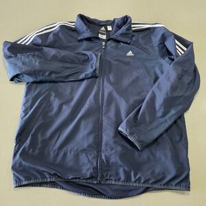Adidas Mens Navy‎ Blue Full Zip Windbreaker Track Jacket 2XL 211787 KCK006
